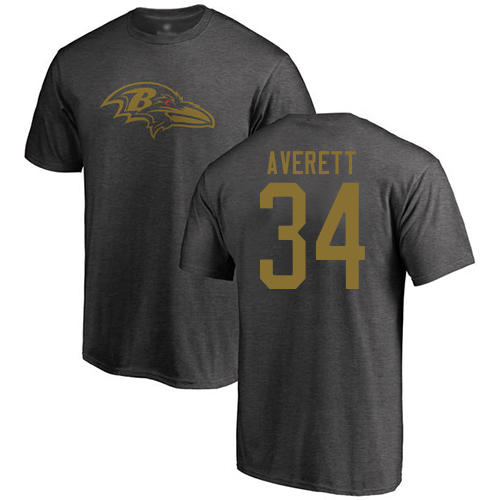 Men Baltimore Ravens Ash Anthony Averett One Color NFL Football #34 T Shirt